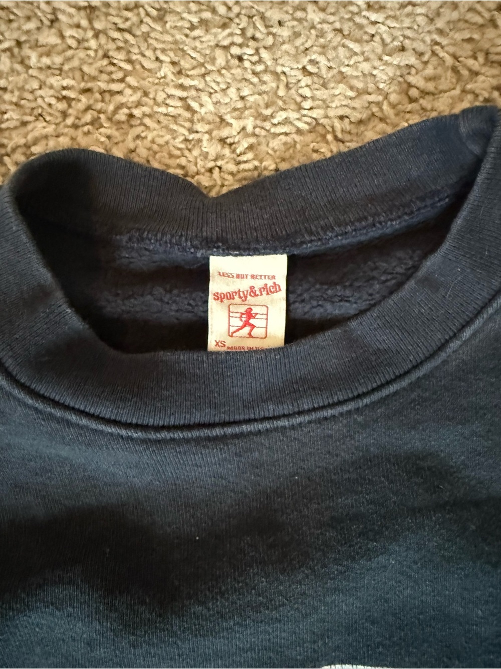 Sporty & Rich Black Crewneck with White Health & Wellness Graphic - Picture 2 of 2
